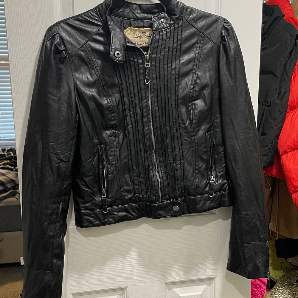 Love Tree Black Leather Jacket